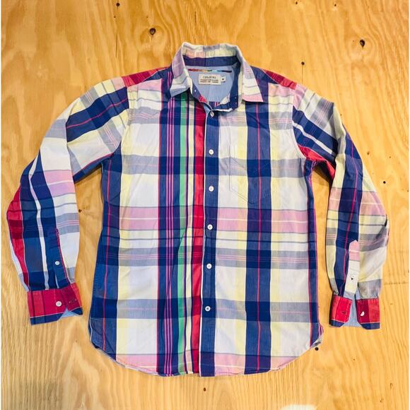 Colours Alexander Julian Multicolor Plaid Long Sleeve Contrast Cuff Shirt Size M - Picture 1 of 13